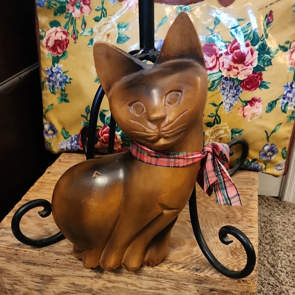 Other - Vintage Wood Carving Cat Figurine Sculpture Standing Cat